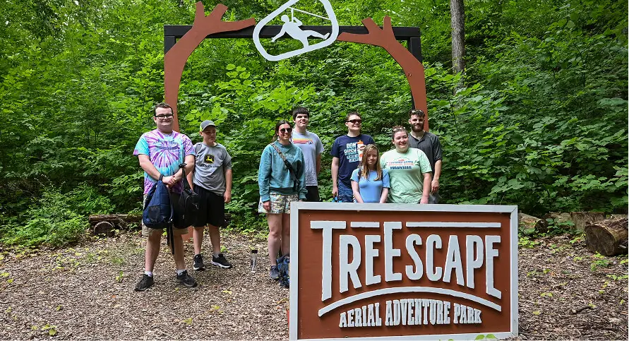 People enjoying outdoors activities at TreEscape park Vernon.