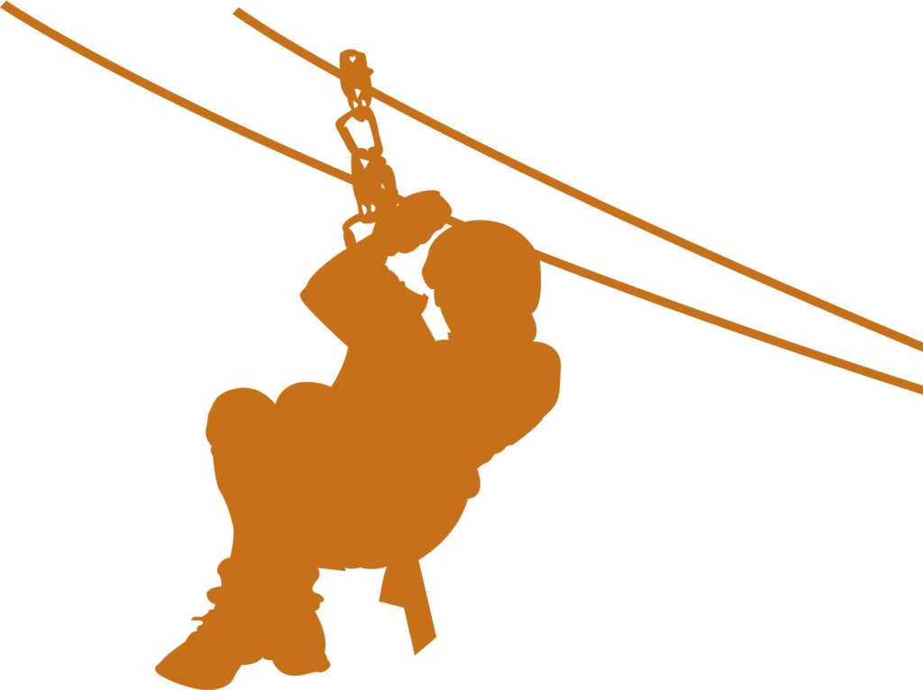 Graphics of man on a zip line. Zip line near me, New Jersey.