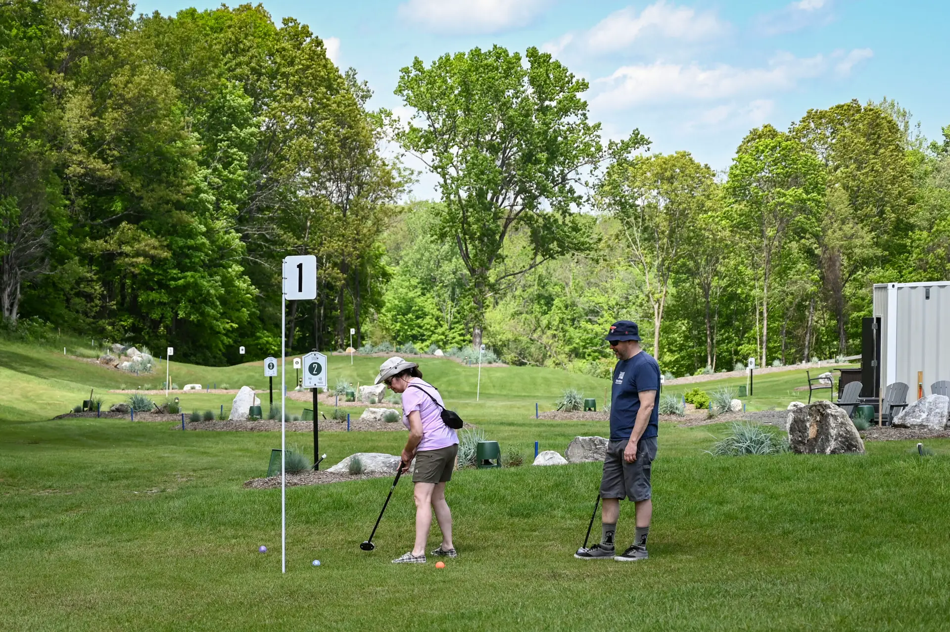 couple playing park golf at 1Club Vernon, NJ