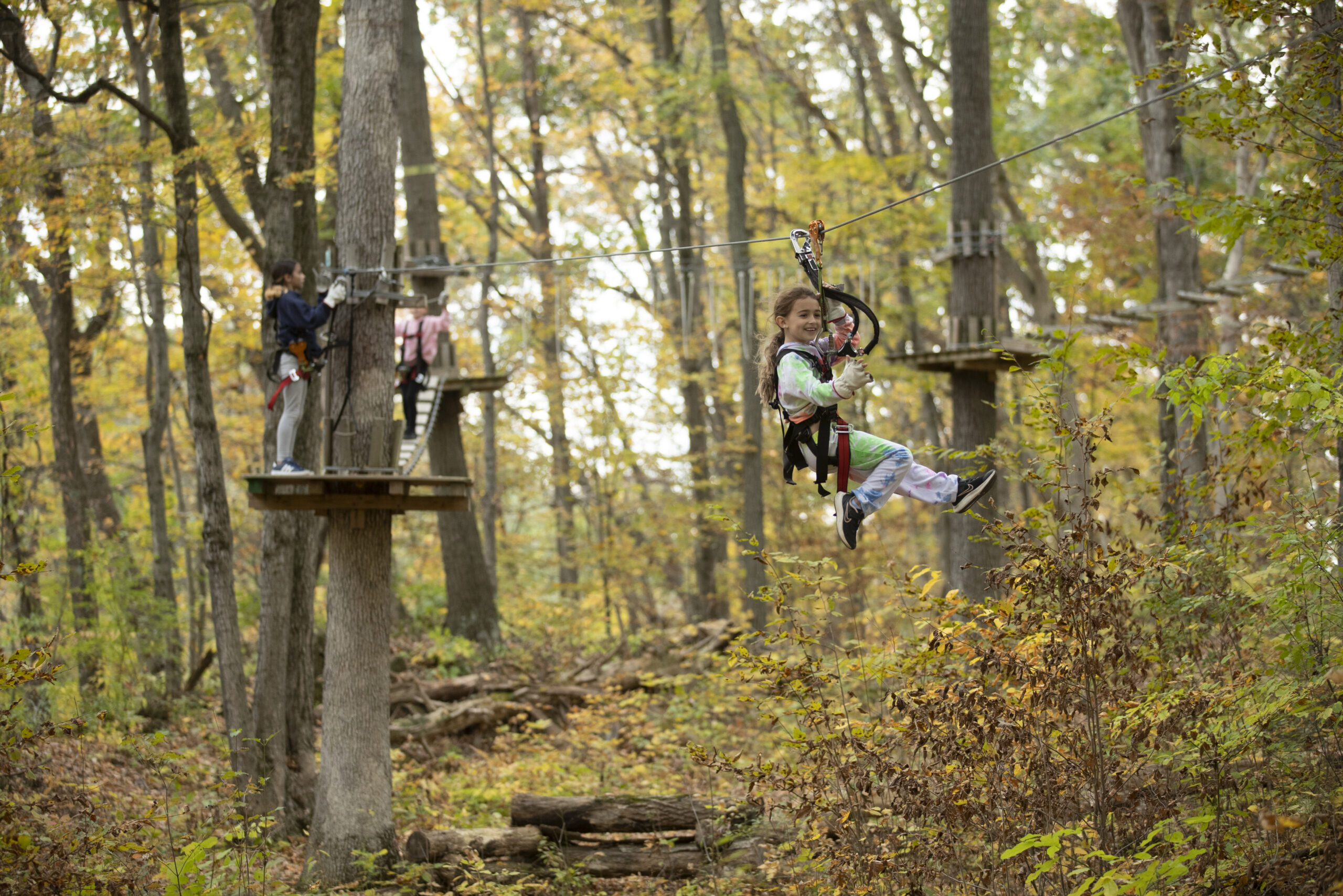 Eco-adventure zip lining at TreEscape Aerial Adventure Park New Jersey.