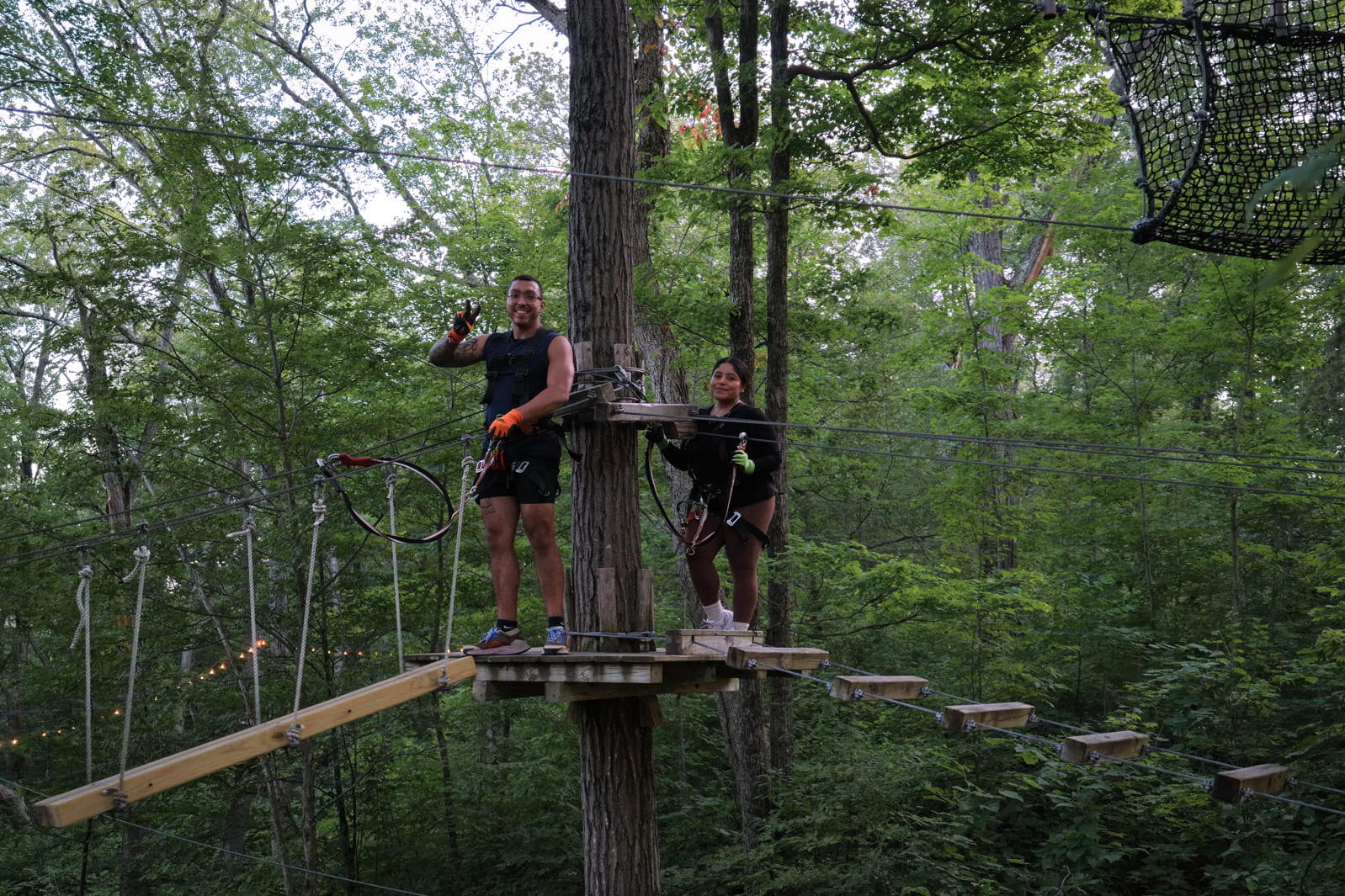 high ropes course at TreEscape, rope course techniques